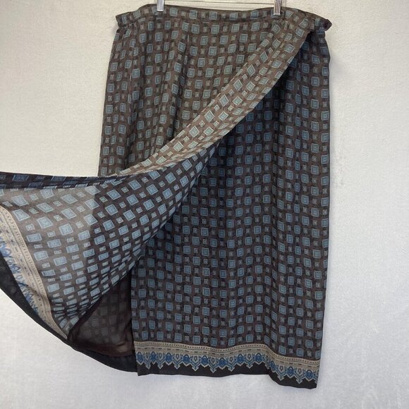 Lane Bryant Boho Maxi Wrap Skirt Womens Plus Size 24 Flowy Lightweight Brown - Picture 5 of 14